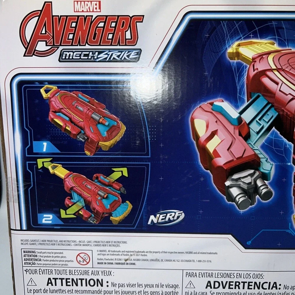 NERF Marvel Avengers Mech Strike Role Play Iron Man Strikeshot Gauntlet on Wrist